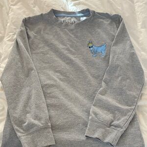 Gray Long Sleeve Kids Tee with Blue Graphic